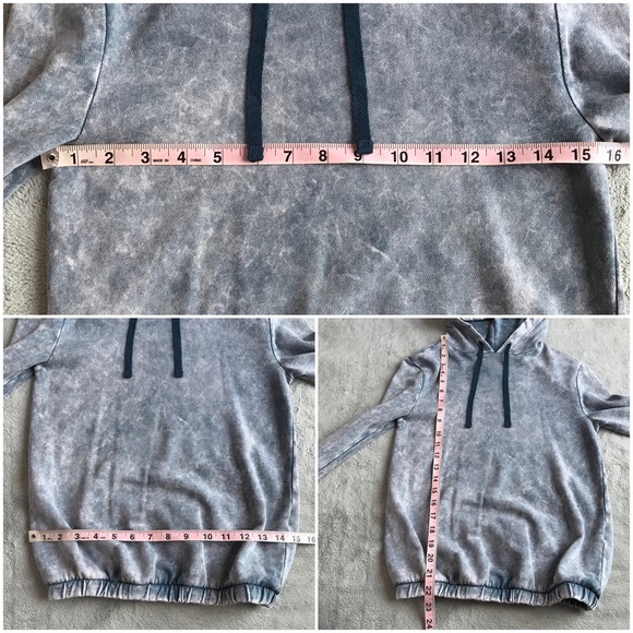 BP Hooded Drawstring Sweatshirt Acid Wash Blue XXS - Picture 9 of 9